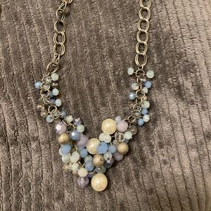 Blue beaded statement necklace